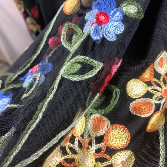 Boho Floral Embroidered Lantern Sleeve Dress - Picture 6 of 10